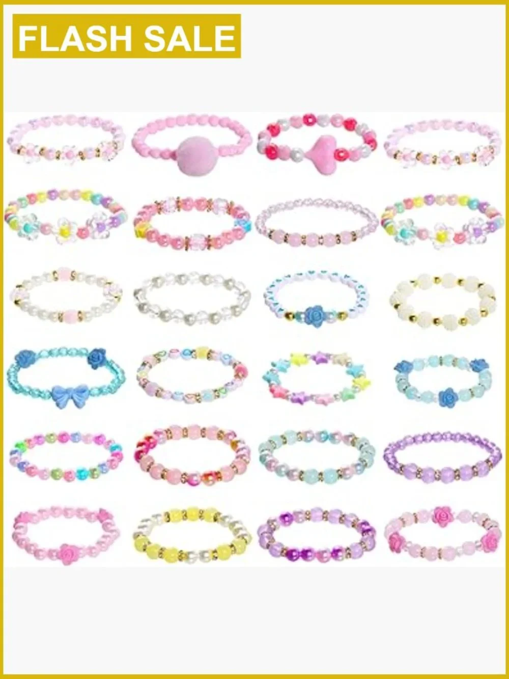 24 Piece Princess Beaded Bracelets Set for Girls Costume Jewelry Party Favors